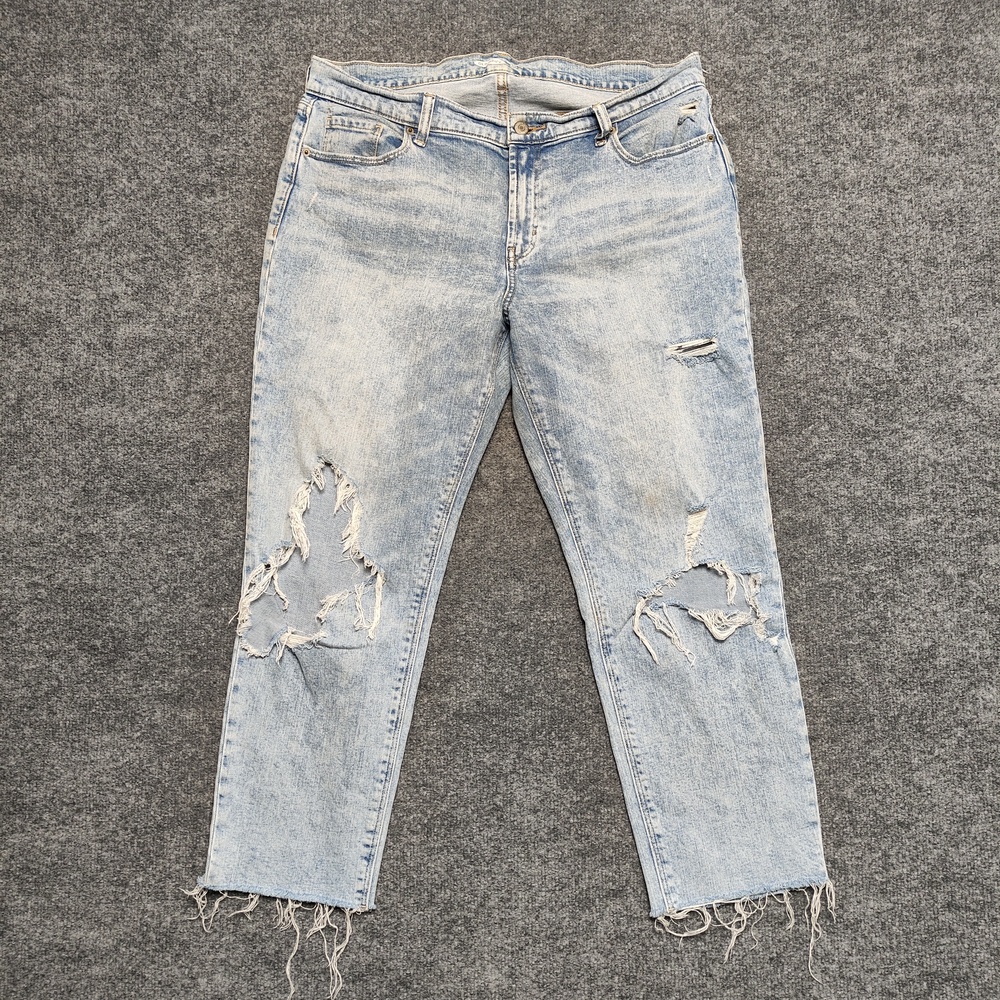 Old Navy Boyfriend Mid-Rise Jeans Womens 10 Light Wash Blue Distressed Denim